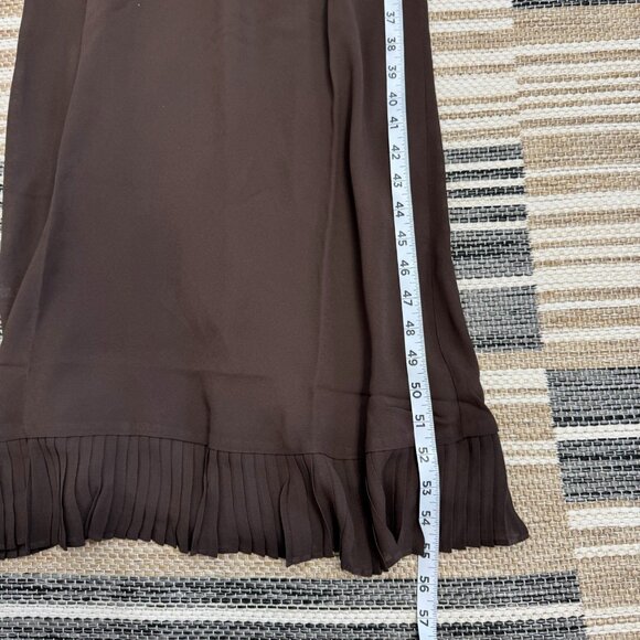 Reformation Suki Slip Midi Dress Pleated Ruffle Hem Sleeveless Brown Lined US 12 - Picture 11 of 11
